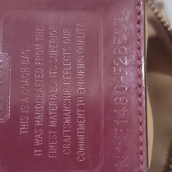 COACH SIGNATURE "C" CROSSBODY TAN & BURGANDY HANDBAG - Picture 8 of 9